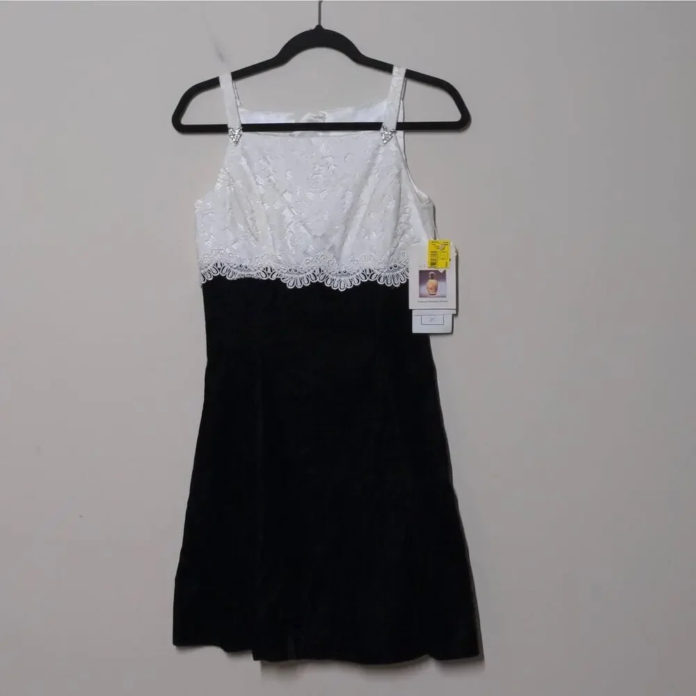 Scott McClintock A Line Dress Black Lined Spaghetti Strap Lace 6 New Deadstock - Picture 15 of 15